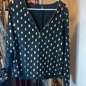 Black and Gold Polka Dot Women's Top